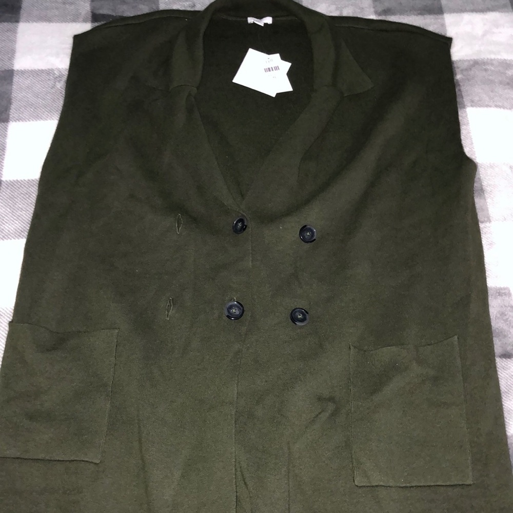 Aged Olive Oversized Button up vest